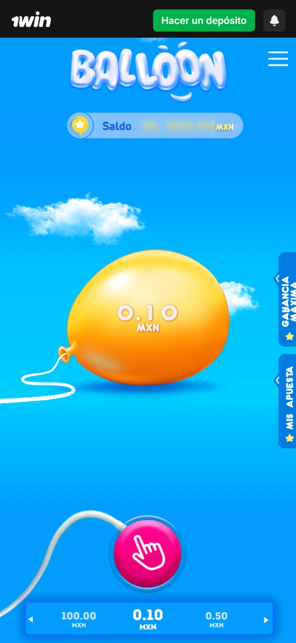 Configura apuesta en Balloon de 1win durante pre-ronda y prepárate estratégicamente.