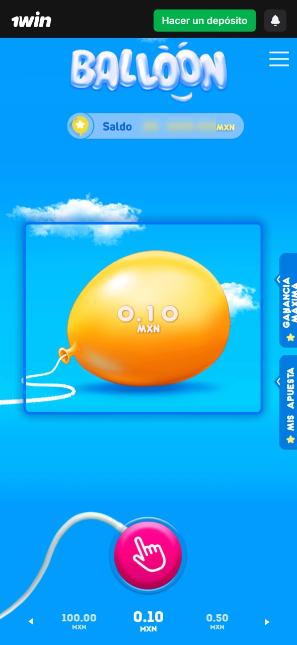 Suelta para cobrar en Balloon de 1win y protege tus ganancias rápidamente.