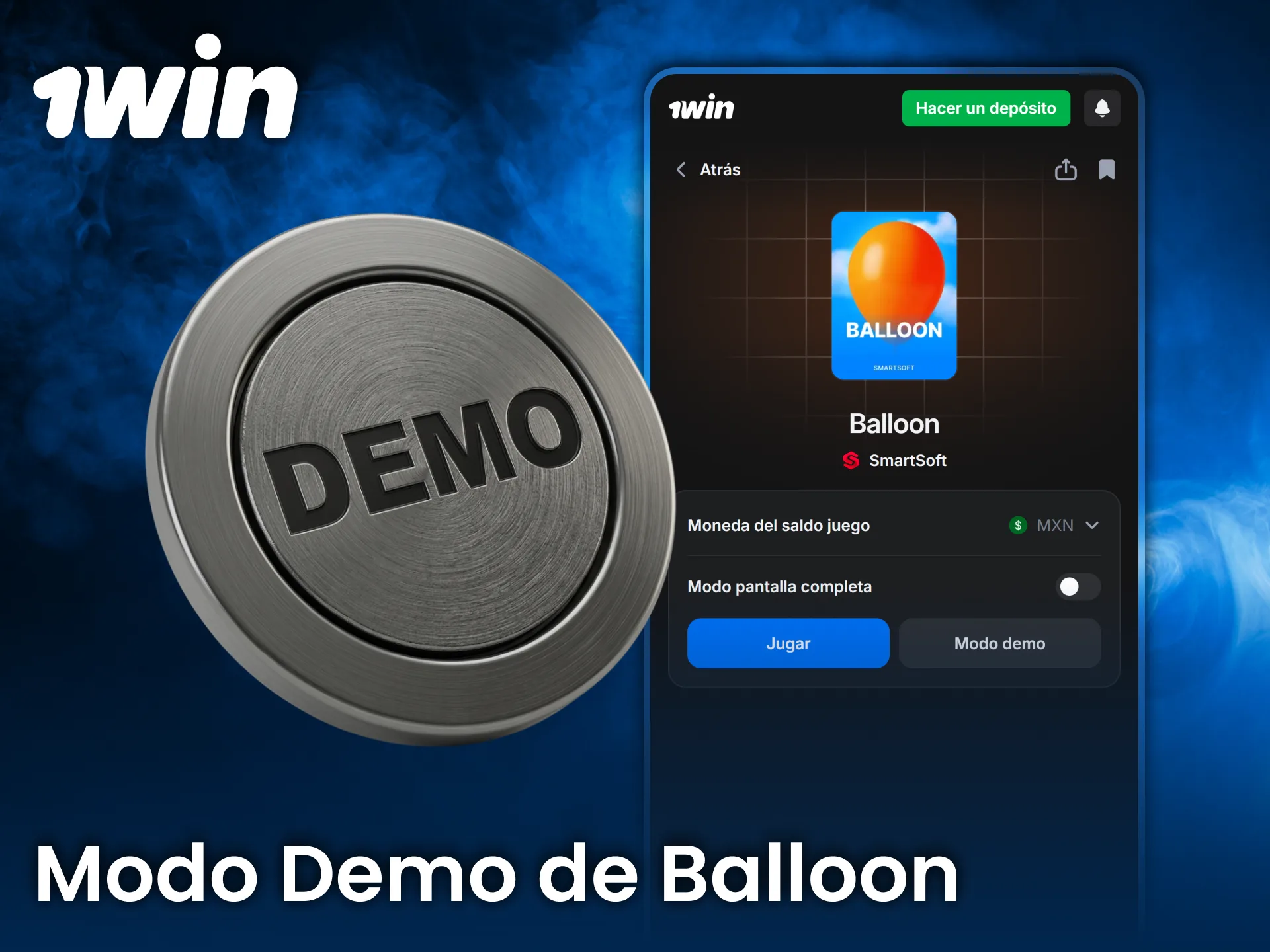 Prueba modo demo de Balloon en 1win y practica sin arriesgar dinero.