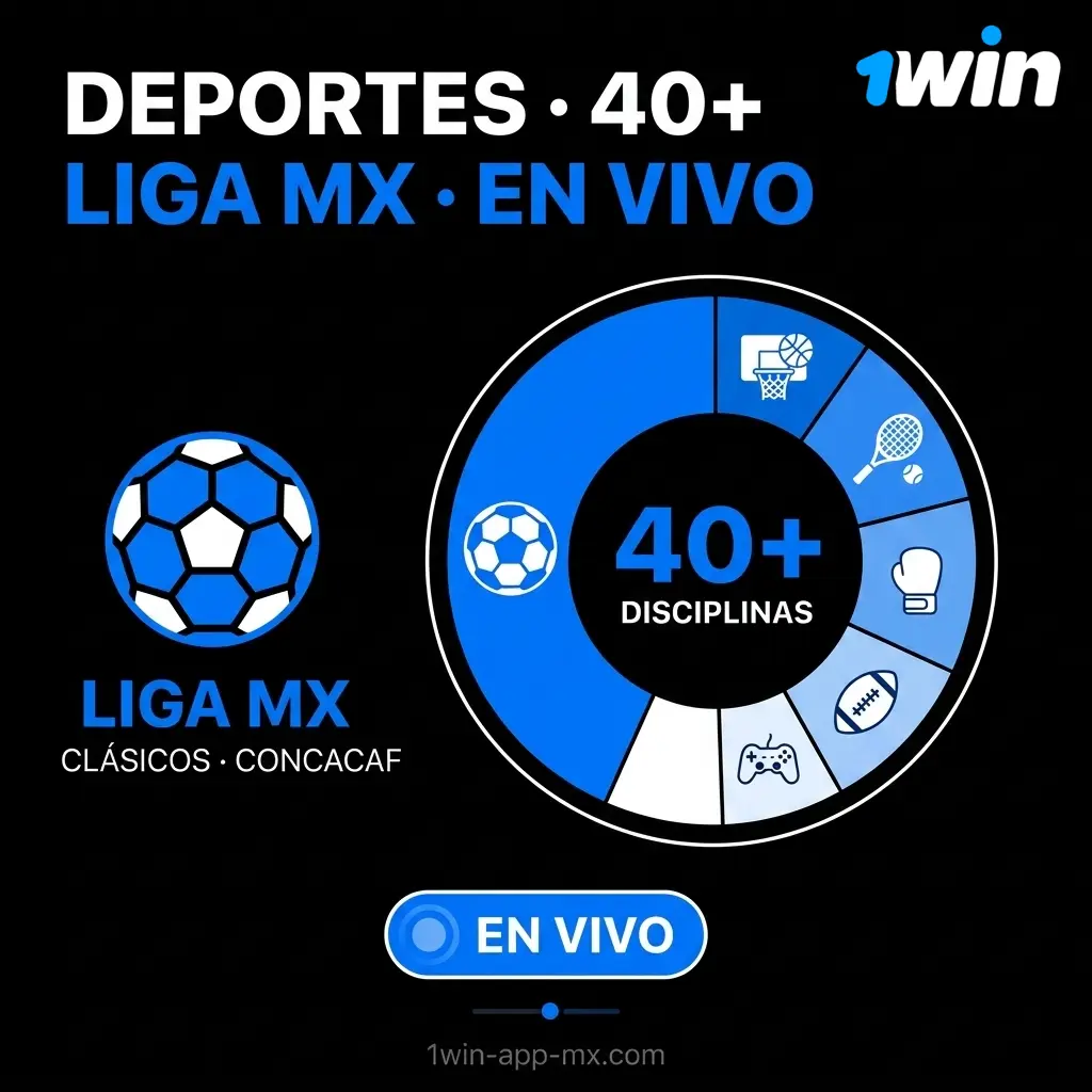 Deportes disponibles para apostar en app de 1win México - más de 40 disciplinas con mercados pre-partido y en vivo.