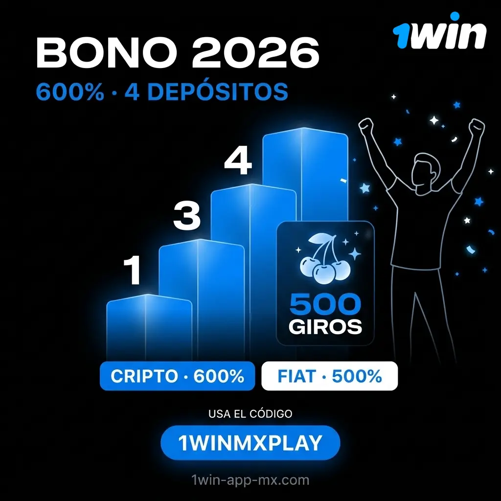 Bono de bienvenida 1win 2026 hasta 600 por ciento en primeros 4 depósitos con código promocional 1WINMXPLAY.