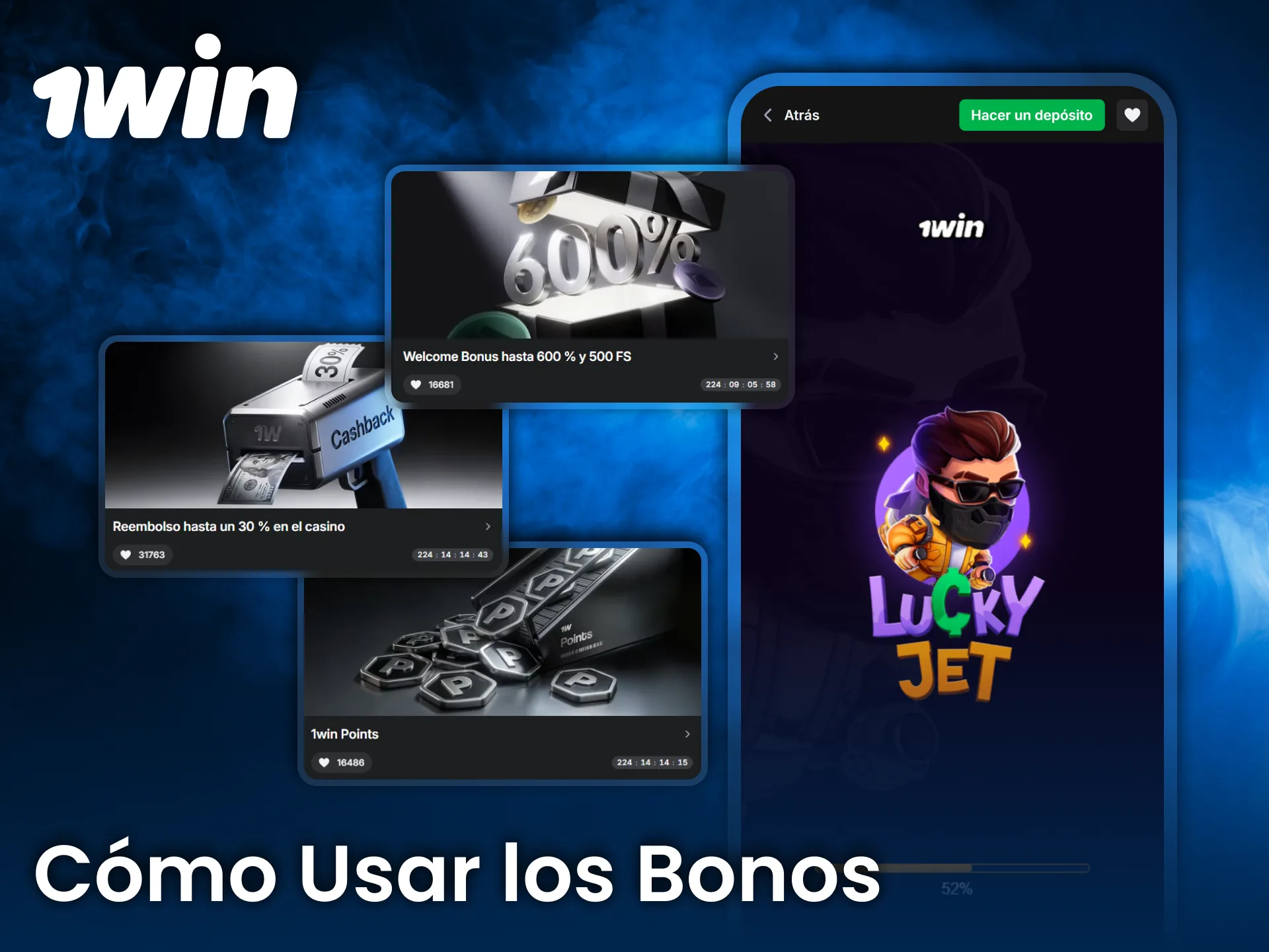 Usa bonos de 1win en Lucky Jet y aumenta posibilidades de obtener premios.