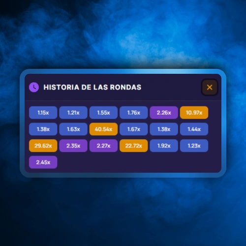 Consulta historial de multiplicadores recientes en Lucky Jet dentro de 1win.