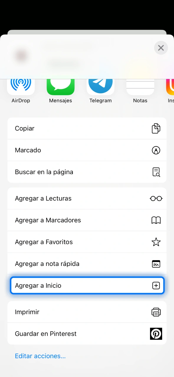 Selecciona agregar a pantalla inicial y abre fácilmente la app 1win.