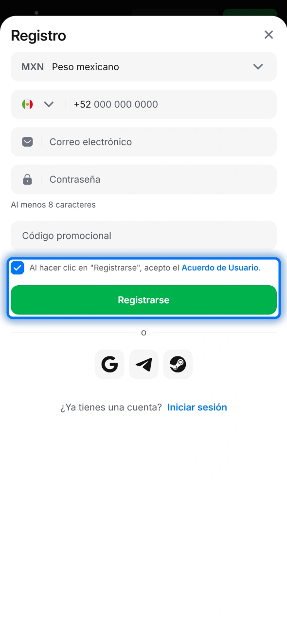 Elige bono disponible en la app 1win y confirma registro fácilmente.