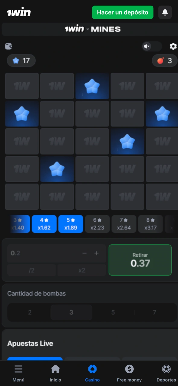 Descubre casillas en 1win Mines y acumula multiplicador durante cada movimiento exitoso.