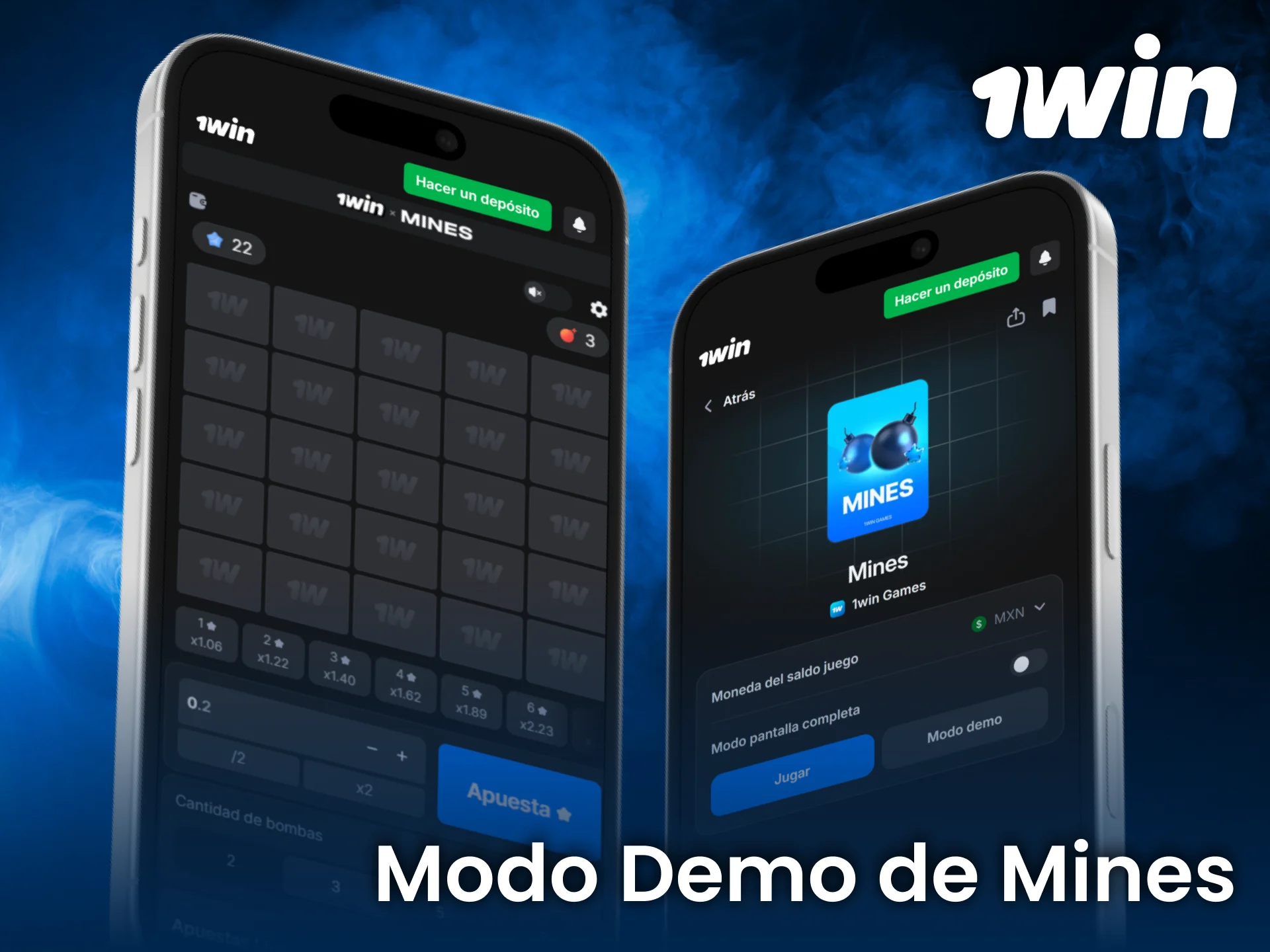 Prueba modo demo de 1win Mines y practica estrategias sin arriesgar dinero.