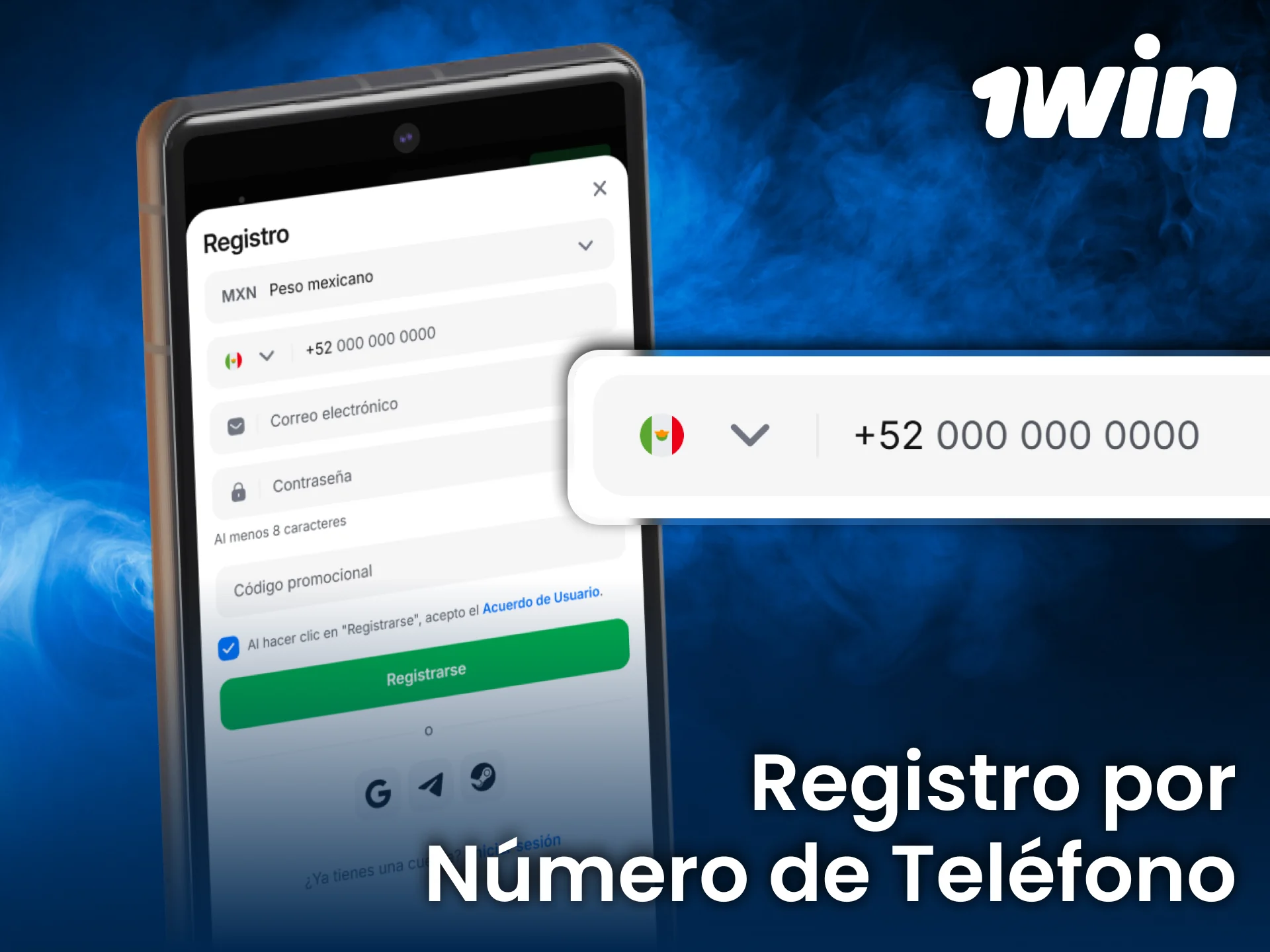 Completa registro por número de teléfono en 1win México rápidamente y seguramente.