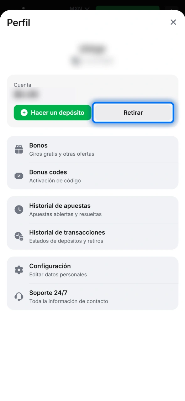 Abre sección Cajero y Retirar en 1win para gestionar fondos rápidamente.